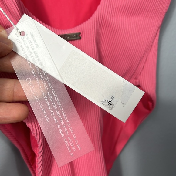 Meshki Pink Yasmin Ribbed Gold Clasp One Piece Bikini XS - Picture 9 of 9